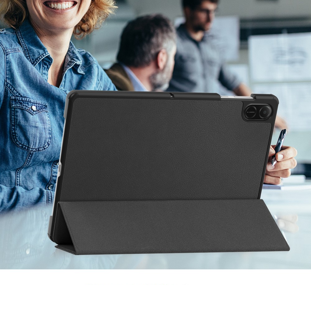 Honor Pad X8a Leder Tasche Smart Cover Hülle Litchi Look - Schwarz
