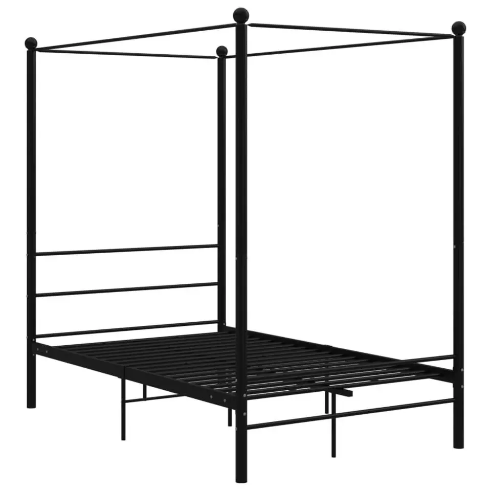 vidaXL - Hemelbedframe met latten - Zwart - Metaal - 120x200 cm