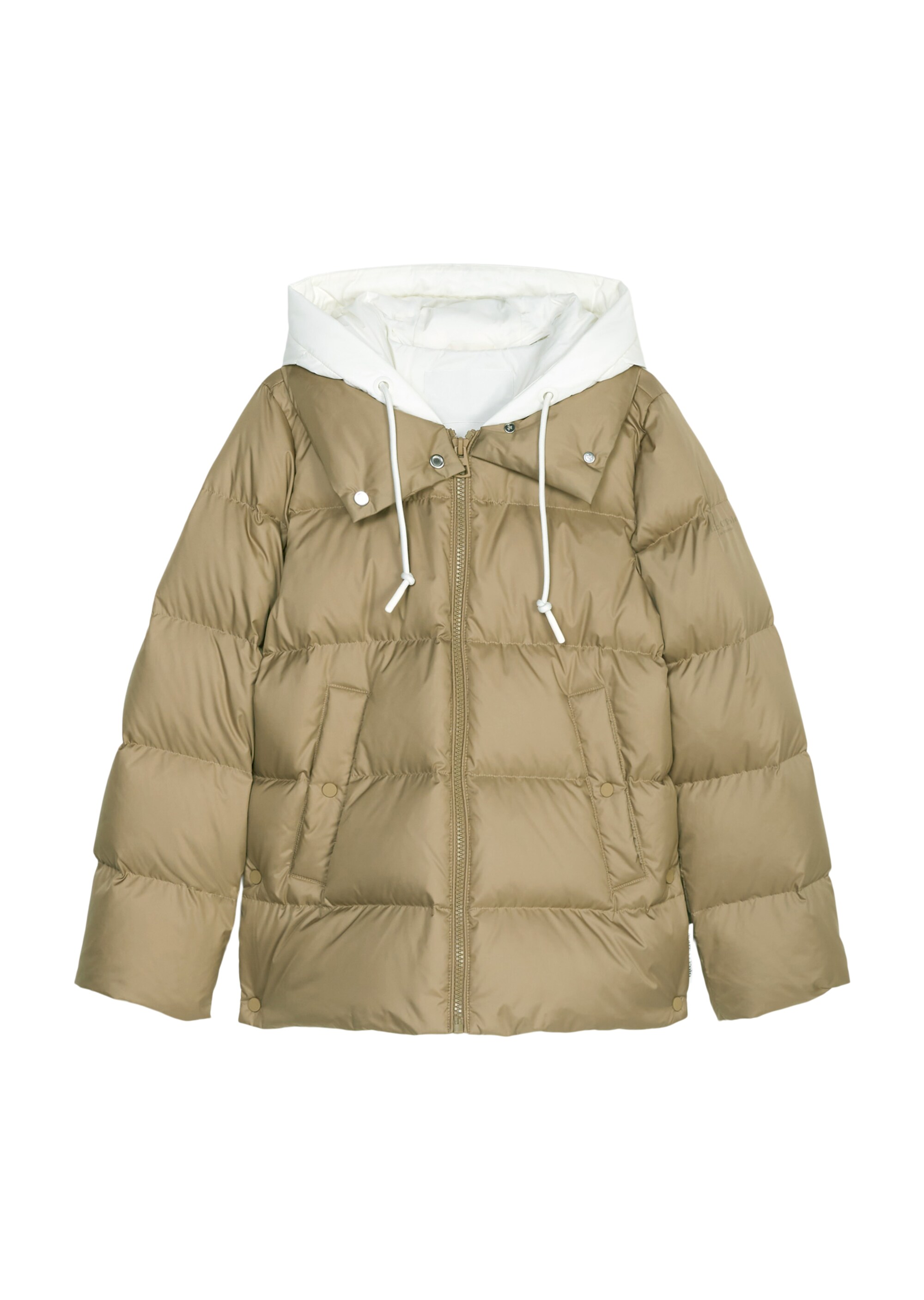 Puffer-Daunenjacke regular mit kontrastfarbener Kapuze