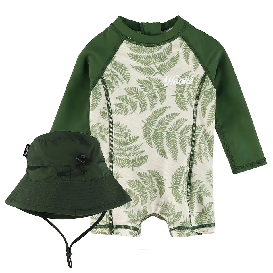 Ensemble maillot + chapeau 3-24 mois - Fougère