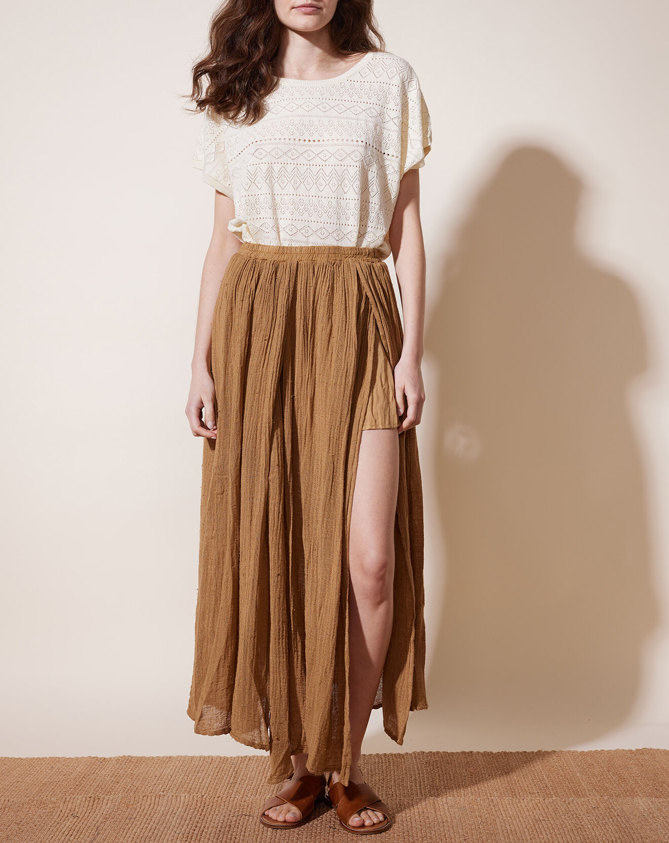Louizon Jupe en Lin & Coton Yosaley camel