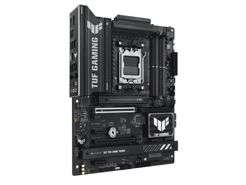 ASUS TUF GAMING B850-PLUS WIFI - Bundkort - ATX - Socket AM5 - AMD B850 Chipset - USB-C 3.2 Gen 2x2, USB-C 3.2 Gen2, USB 3.2 Gen 2, USB 3.2 Gen 1 - 2.5 Gigabit LAN, Wi-Fi 7, Bluetooth - onboard grafik (CPU påkrævet) - HD Audio (8-kanaler)