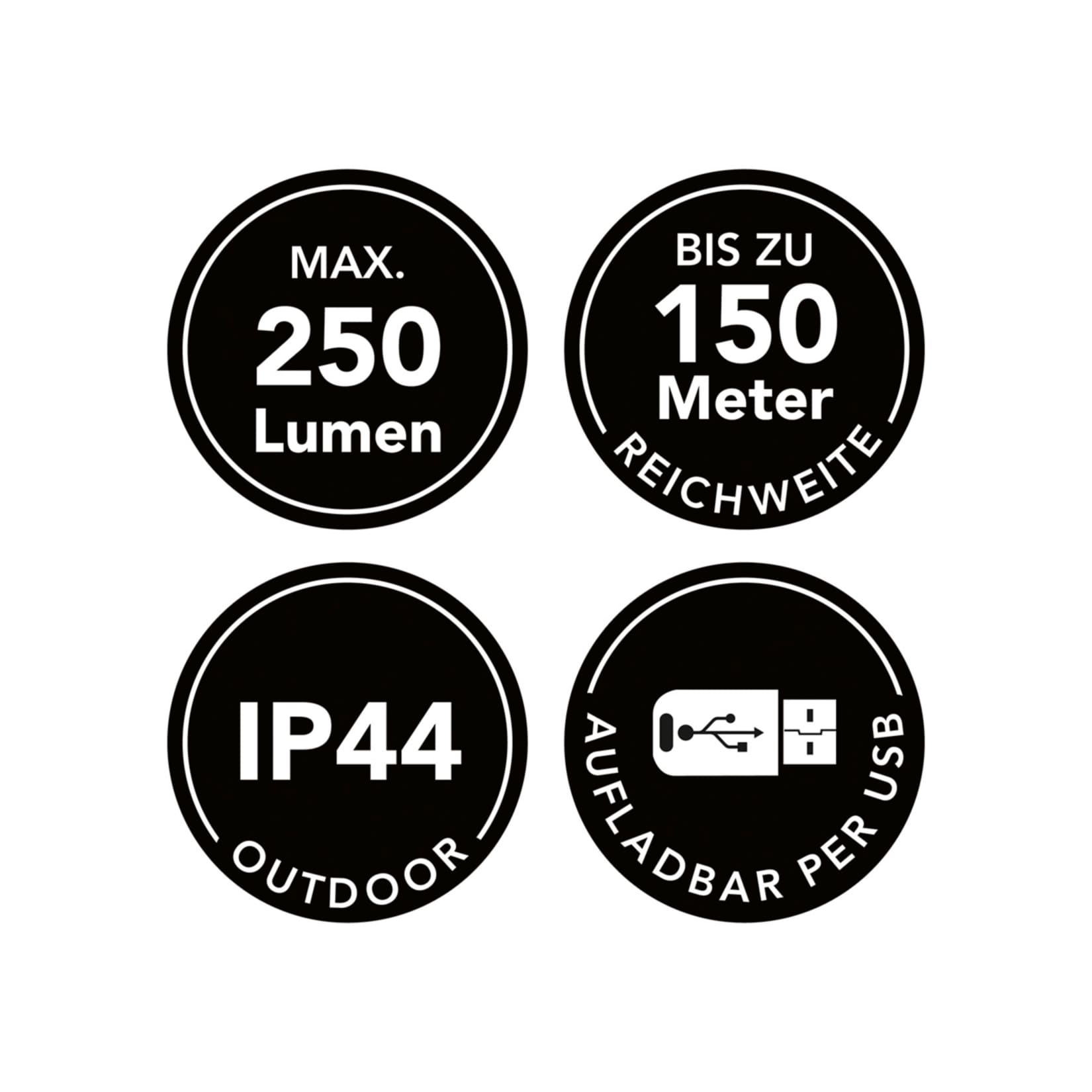 MAXXMEE Power-Taschenlampe 3,7V schwarz 1800mAh