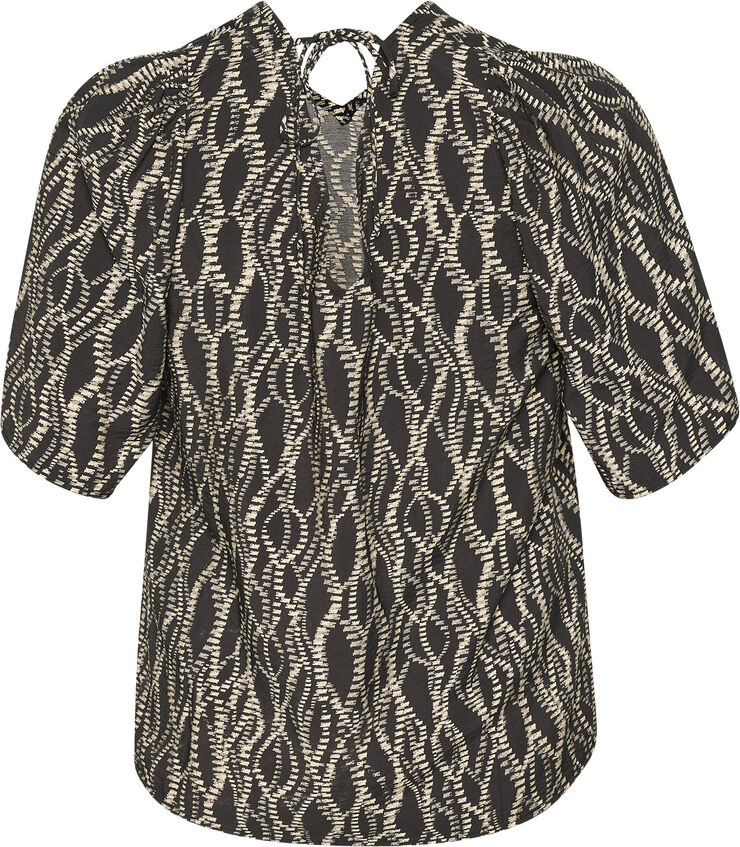 Kaffe Curve KClanora v-neck Blouse Black/grey graphic simili