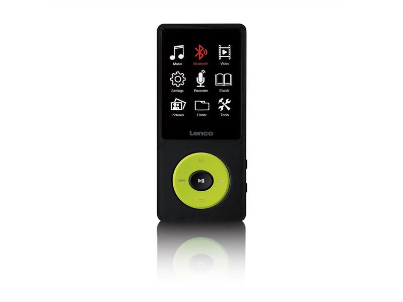 Lenco MP3 Player Xemio-860 Neongrün; Schwarz MP3-Player mit Bluetooth und 8 GB internem Speicher