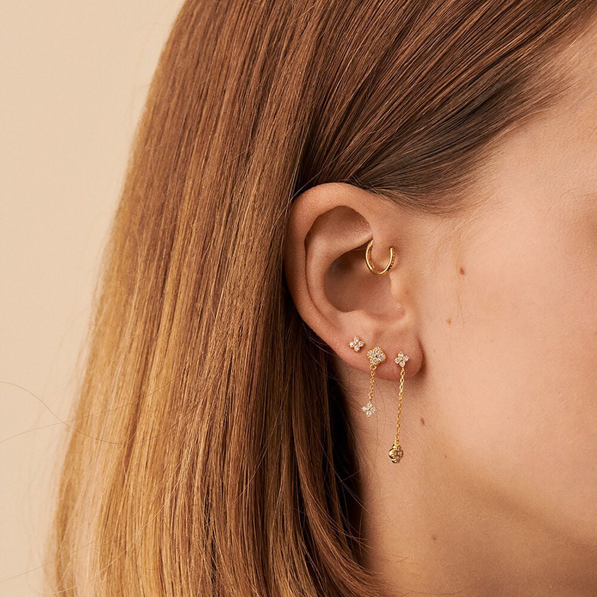 Set de 3 boucles d'oreilles Agatha Beloved blanc