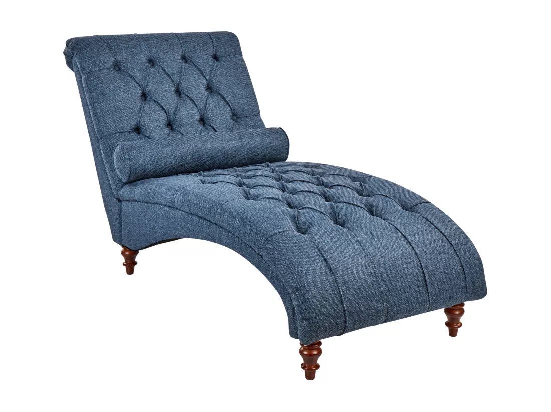 Chaise longue en tissu bleu MURET