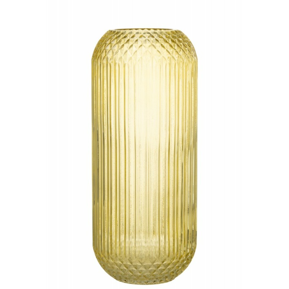 Vase droit en verre jaune l15*l15*h36cm