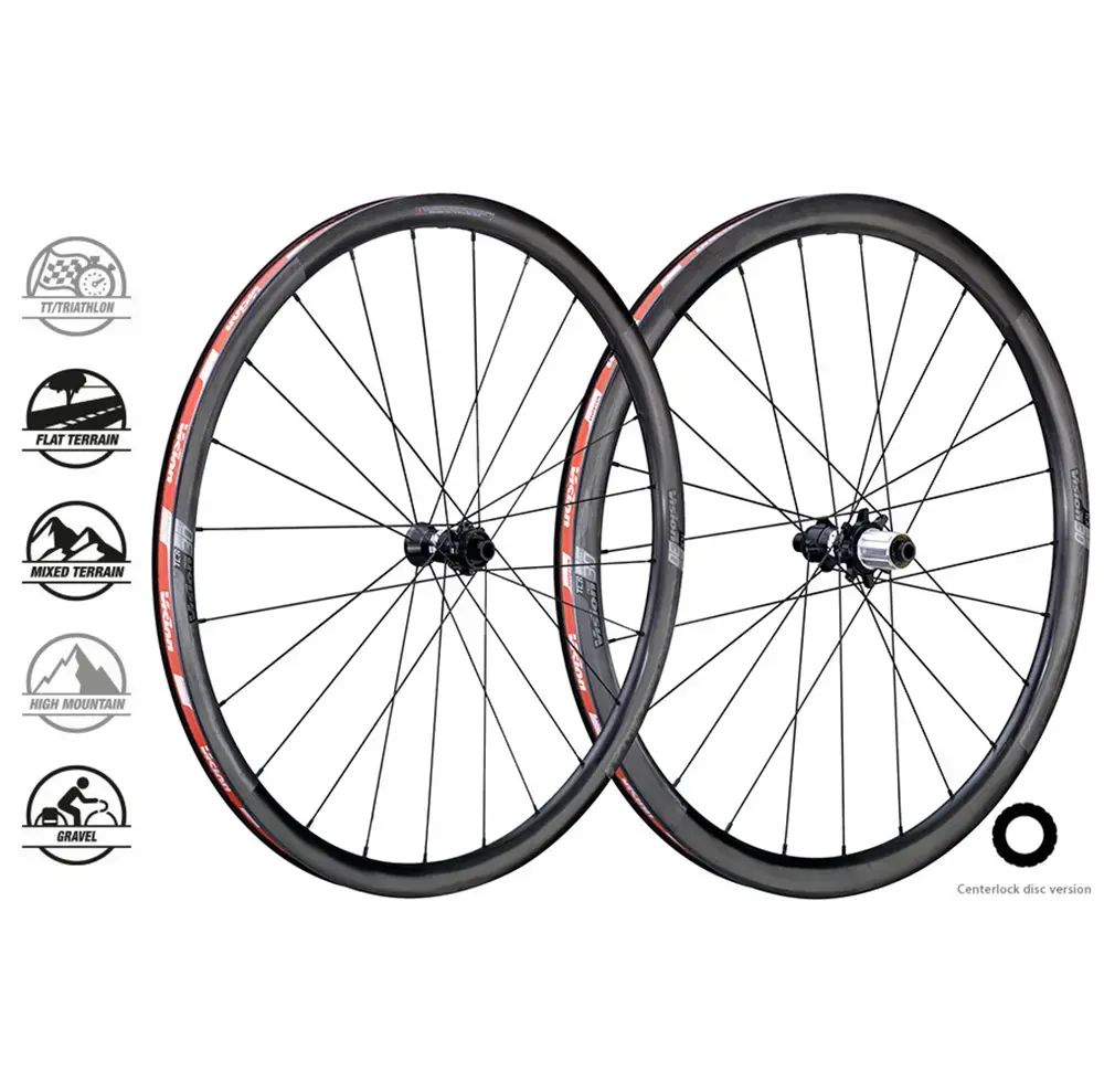Vision SC 30 AGX i23 Carbon Disc CL TLR Gravel Wielset Zwart