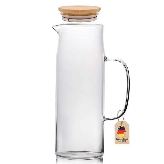 Karaffel tekande med bambuslåg 1,6 L Borosilikatglas