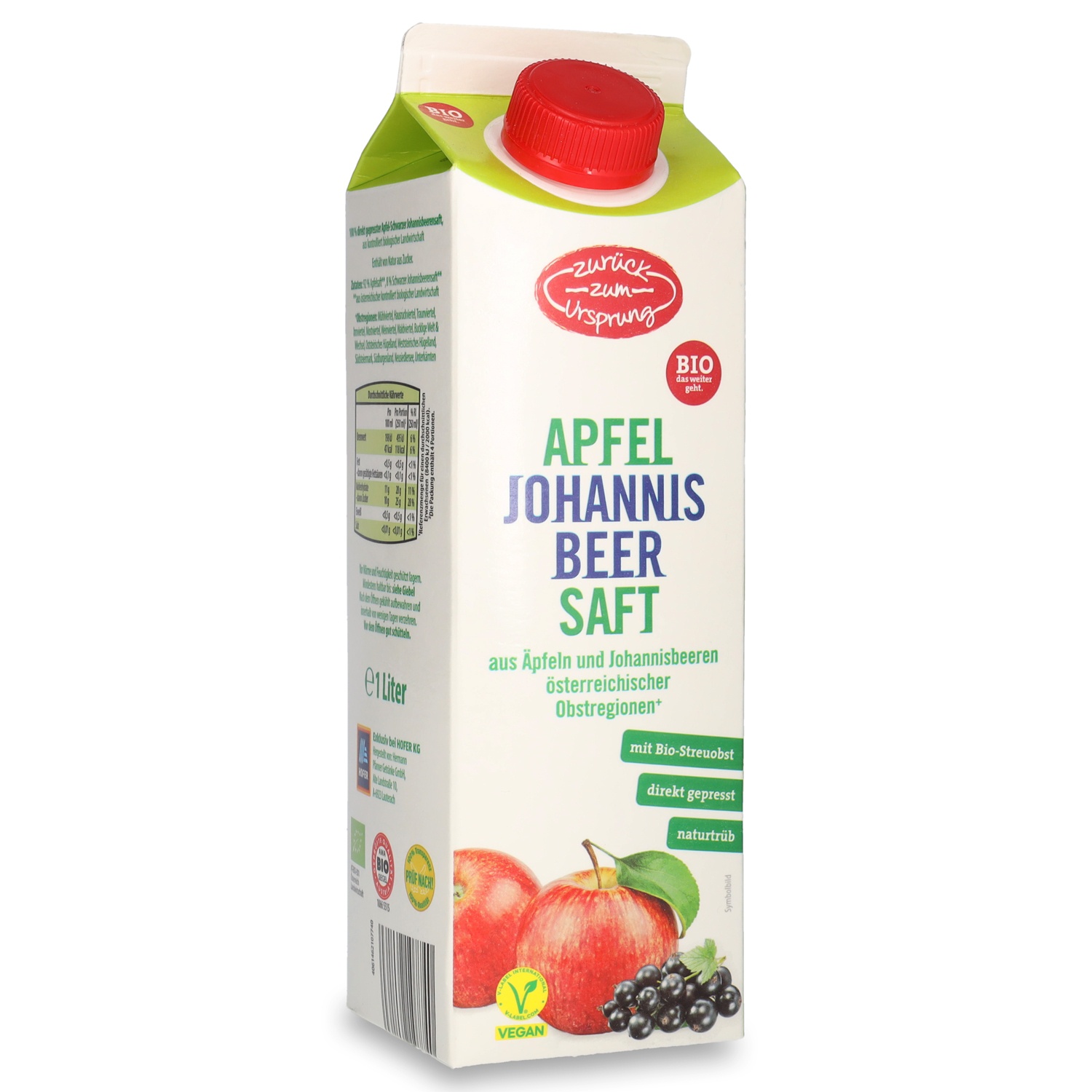 ZURÜCK ZUM URSPRUNG BIO-Apfelsaft, Apfel-Johannisbeer 1 l