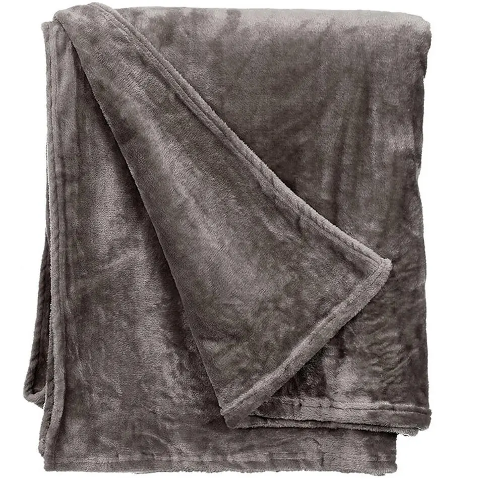 Giftdecor Fleece plaid - donkergrijs - polyester - 130 x 160 cm