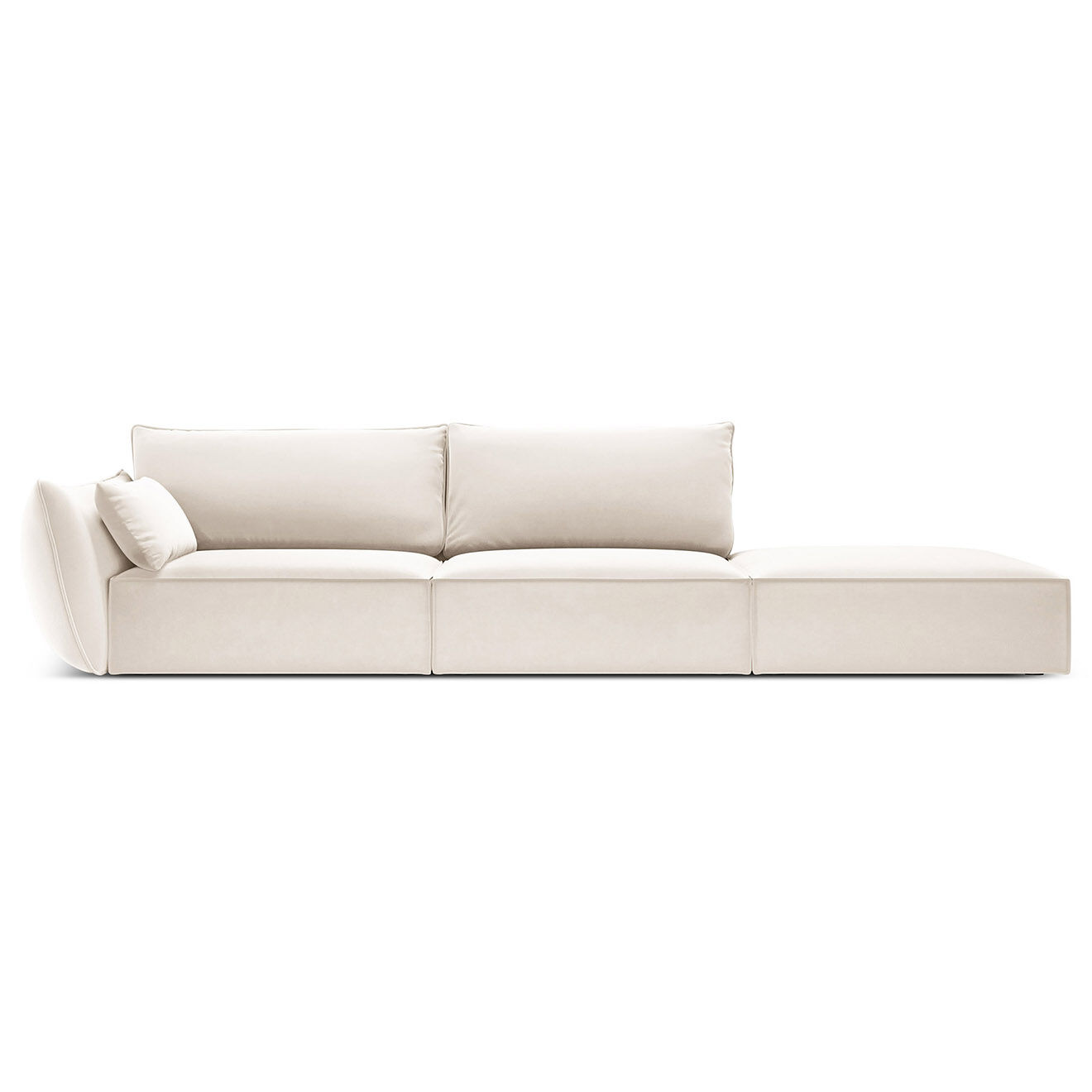 Mazzini Sofas Canapé gauche Velours Vanda 4 Places beige clair - 286x100x85 cm