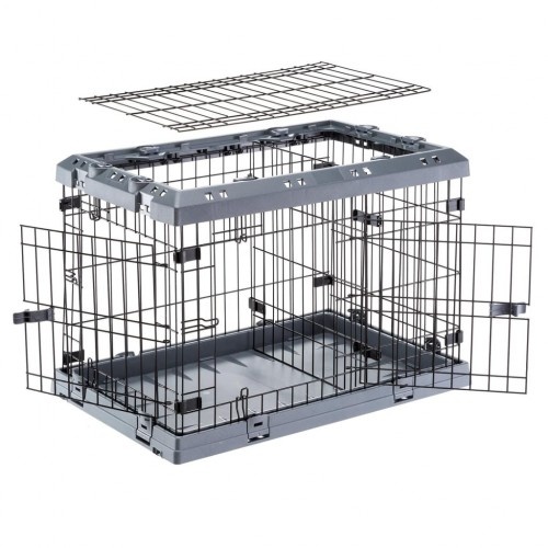Caixa de transporte para cães Ferplast preta com abertura superior