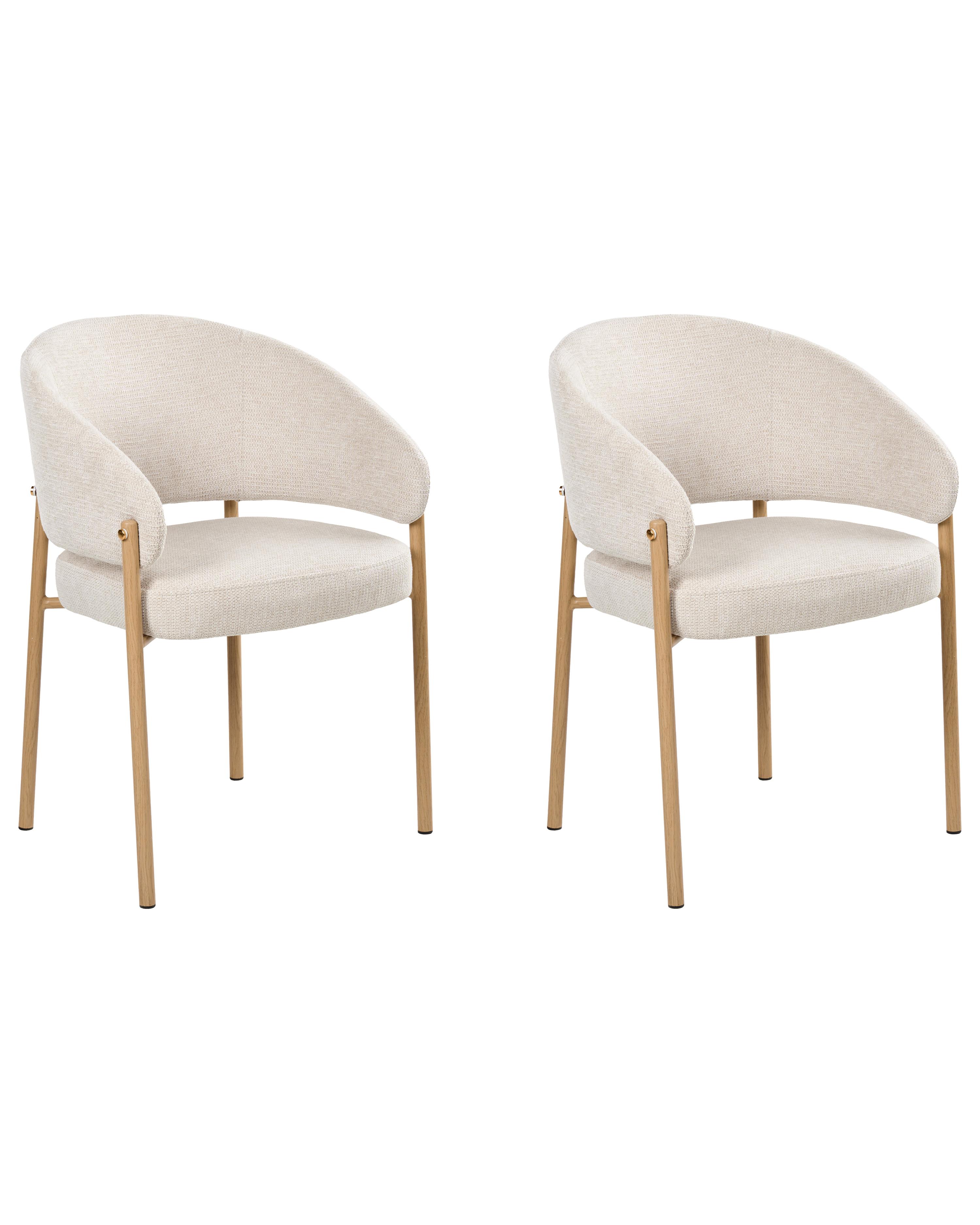 Set van 2 eetkamerstoelen ZANE Stof Lichtbeige