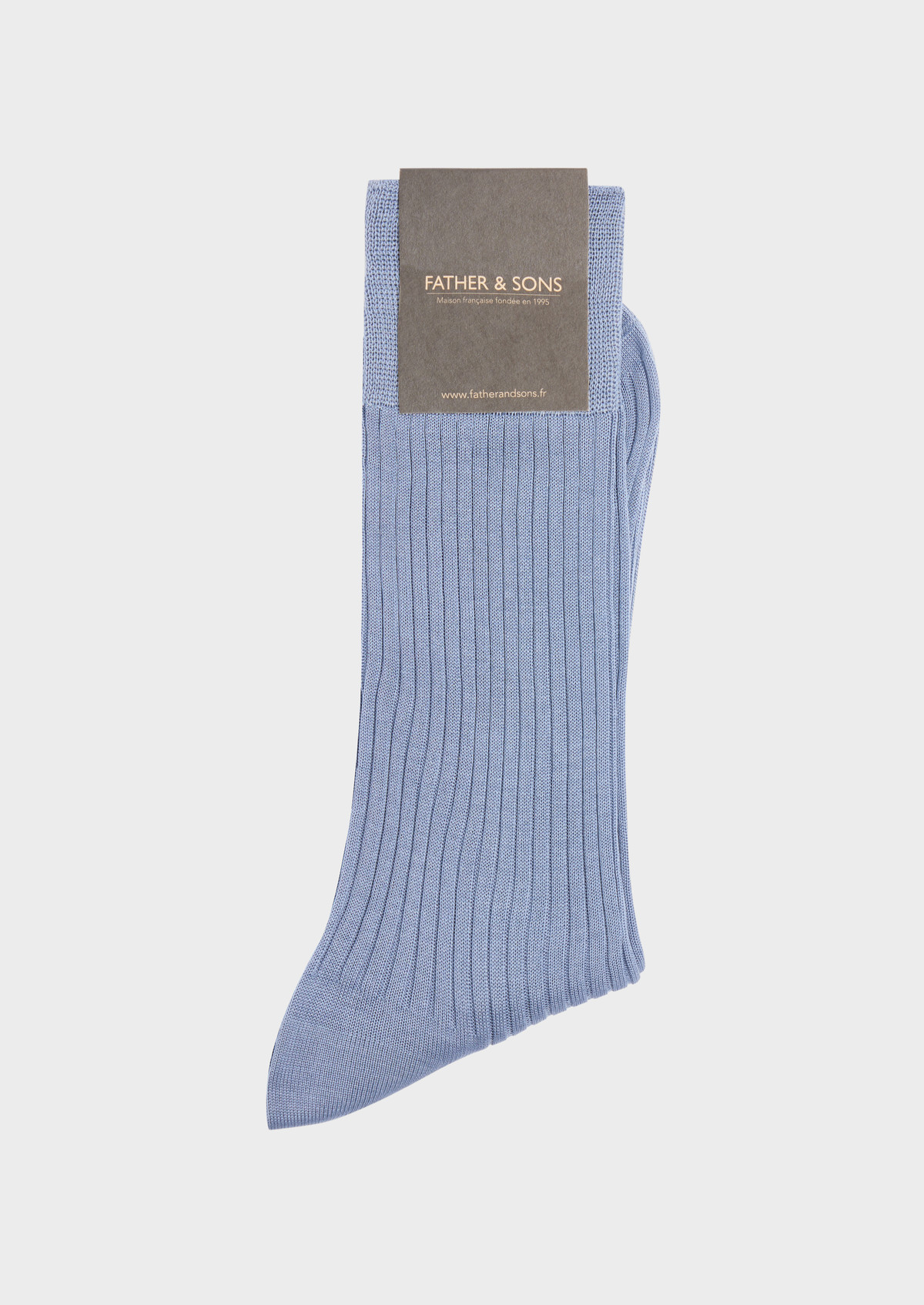 Chaussettes en coton fil d'Ecosse uni bleu céruléen