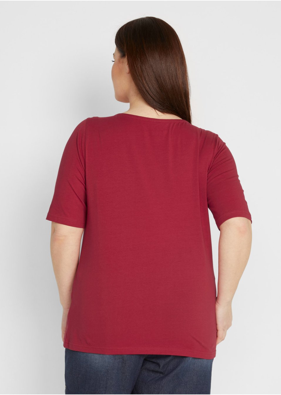 T-shirt col bateau, manches mi-longues