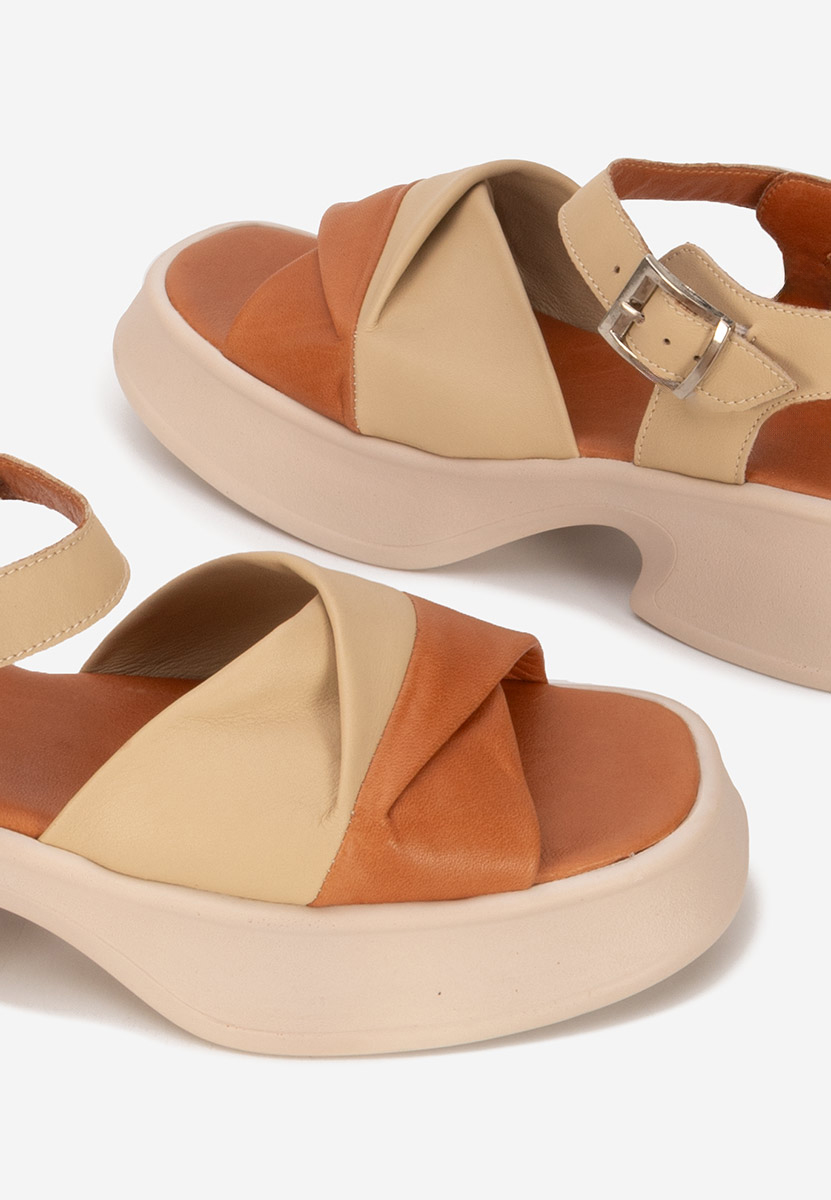 Sandales en cuir naturel beige Kassia