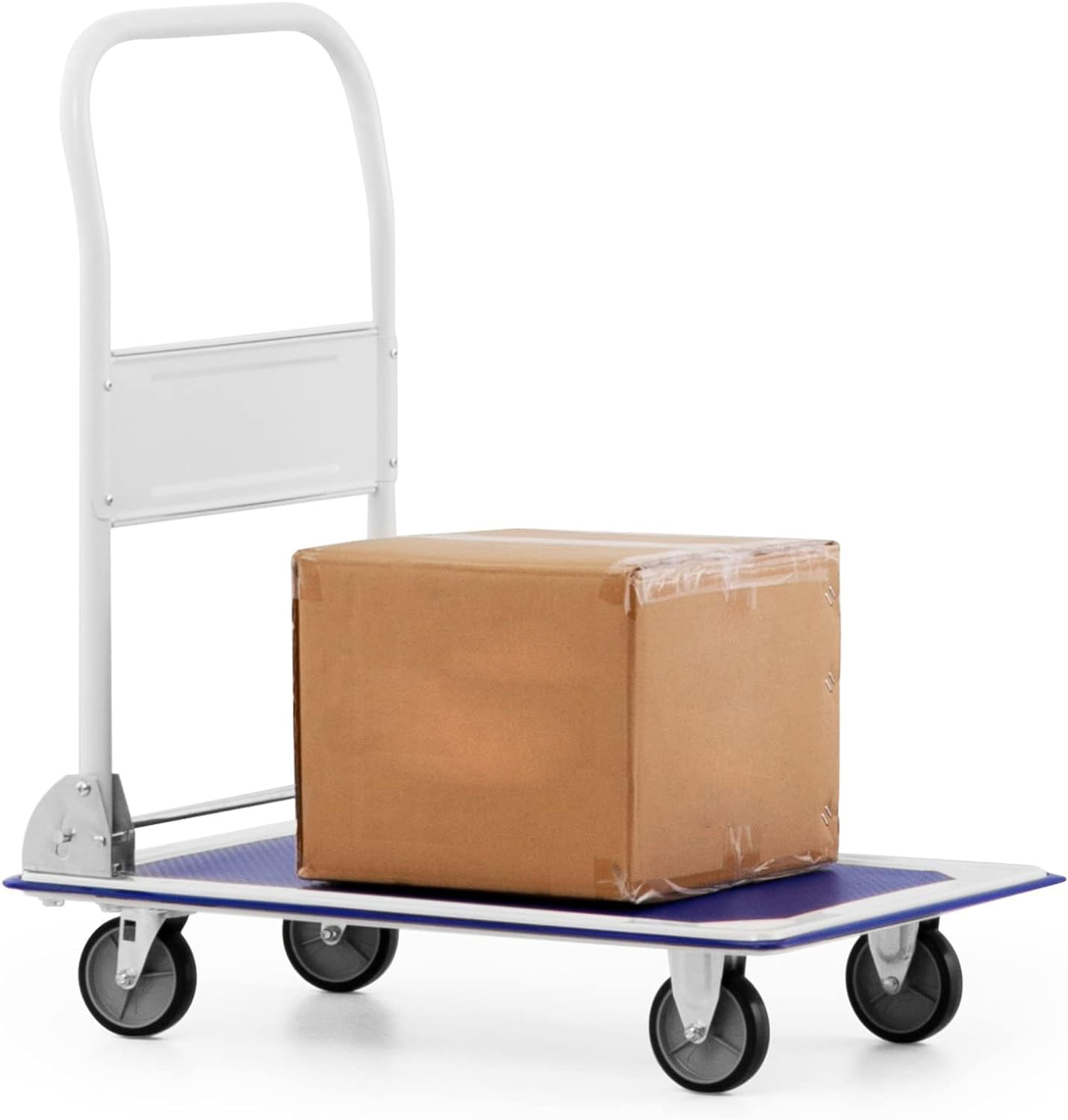 Plattformwagen Transport Hilfe Klappbarer Schwerlast Wagen 150kg Tragkraft - Weiss / Blau