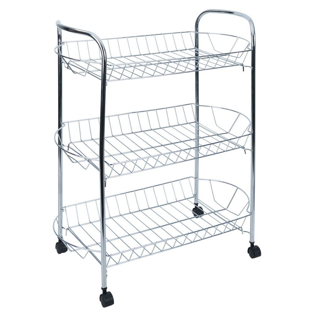 Desserte en métal gris 3 niveaux - L.51xl.26,5xH.57cm