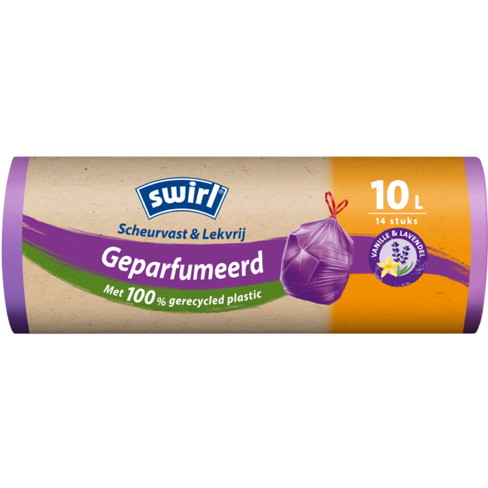 Swirl Pedaalemmerzakken Geparfumeerd Vanille & Lavendel met Trekband 10 liter14 stuks