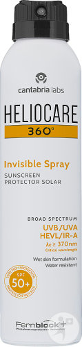 Heliocare 360° Invisible Spray IP50+ Spray Solaire Waterproof Corps Spray 200ml