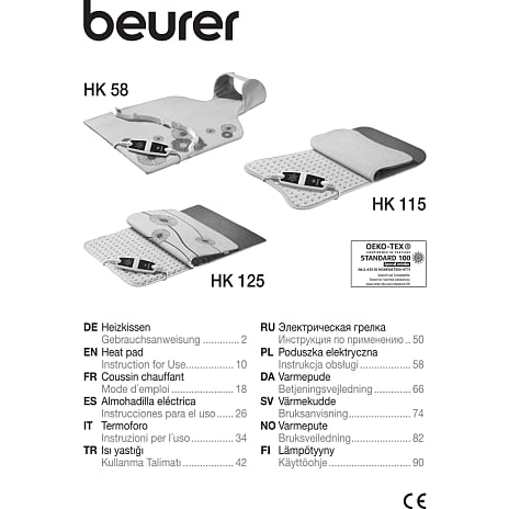 Beurer HK 125 Cosy elektrisk varmepude 60 x 40 cm 100 W