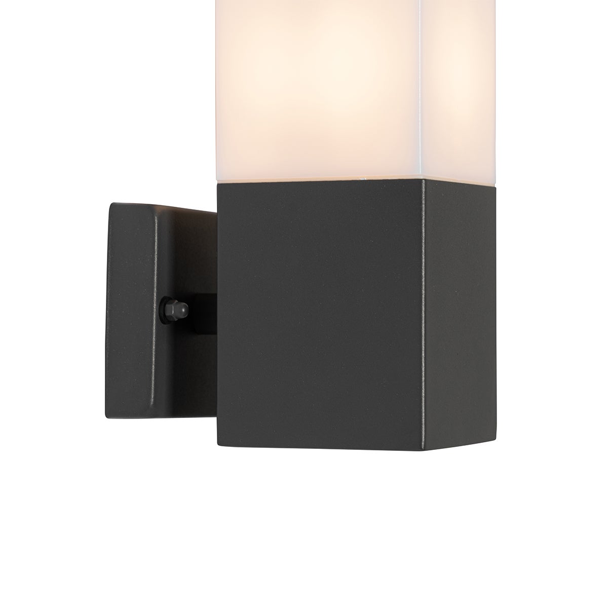 Moderne buitenwandlamp, donkergrijs met opaal - Malios
