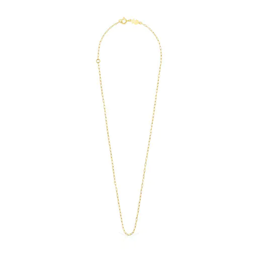 Gargantilha com banho de ouro 18k sobre prata e anéis retangulares, corrente de 40 cm.