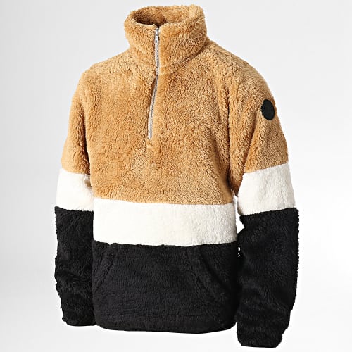 Sweat Col Zippé Enfant Fourrure 205-06 Beige Noir