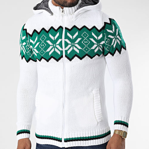Gilet Zippé Capuche 3008 Blanc Vert