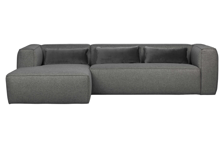 WOOOD Bean bank met chaise longue links lichtgrijs gemeleerd