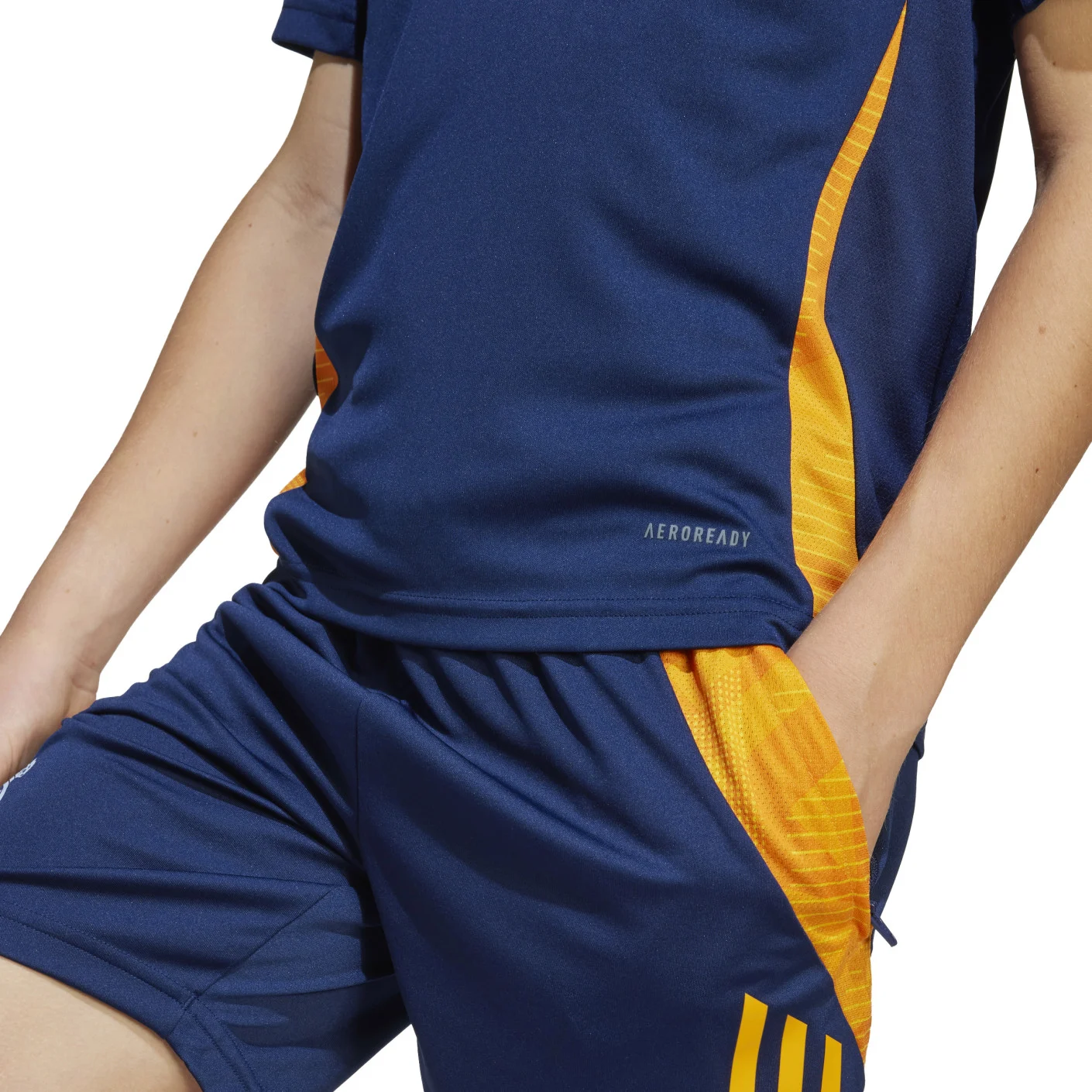 Adidas Real Madrid Trainingsshirt 2024-2025 Kids Donkerblauw Oranje Lichtblauw