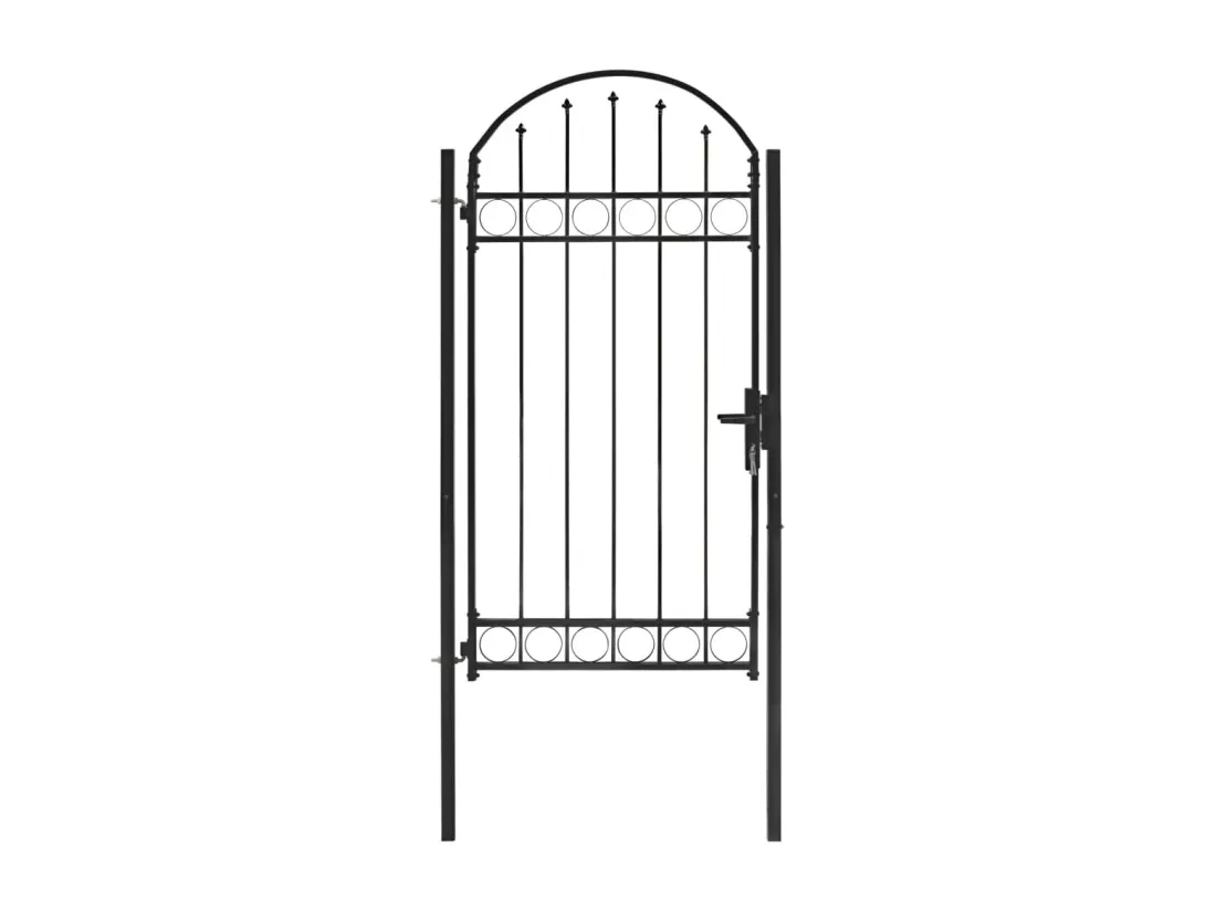Portail de jardin avec dessus arqué Acier 100x250 cm Noir