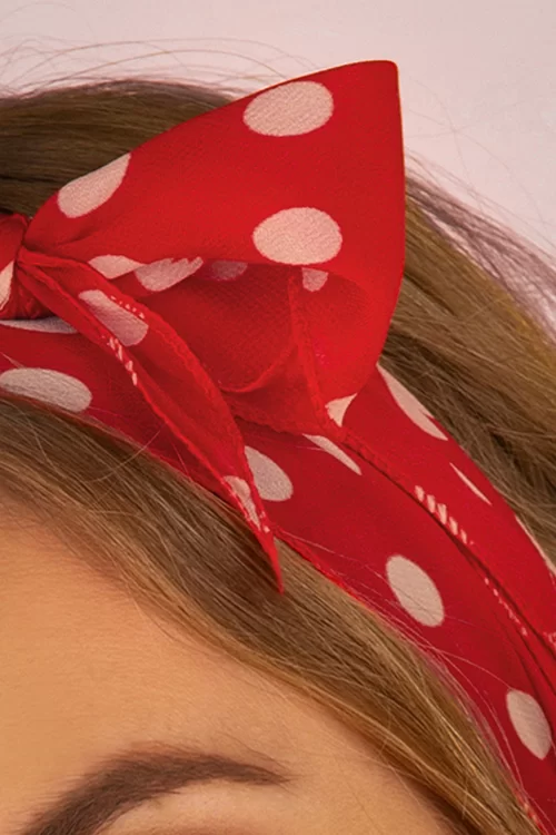 ZaZoo Vintage Retro Polka Dot haarsjaal in rood