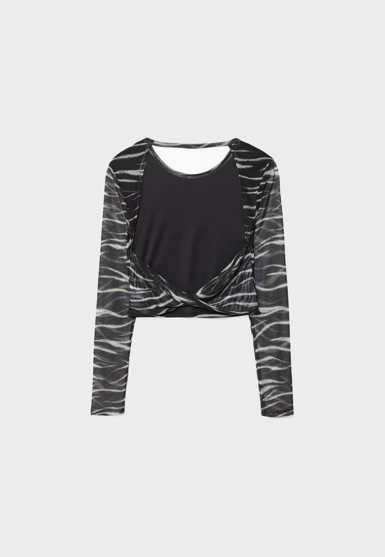 Top de tule com decote profundo nas costas
