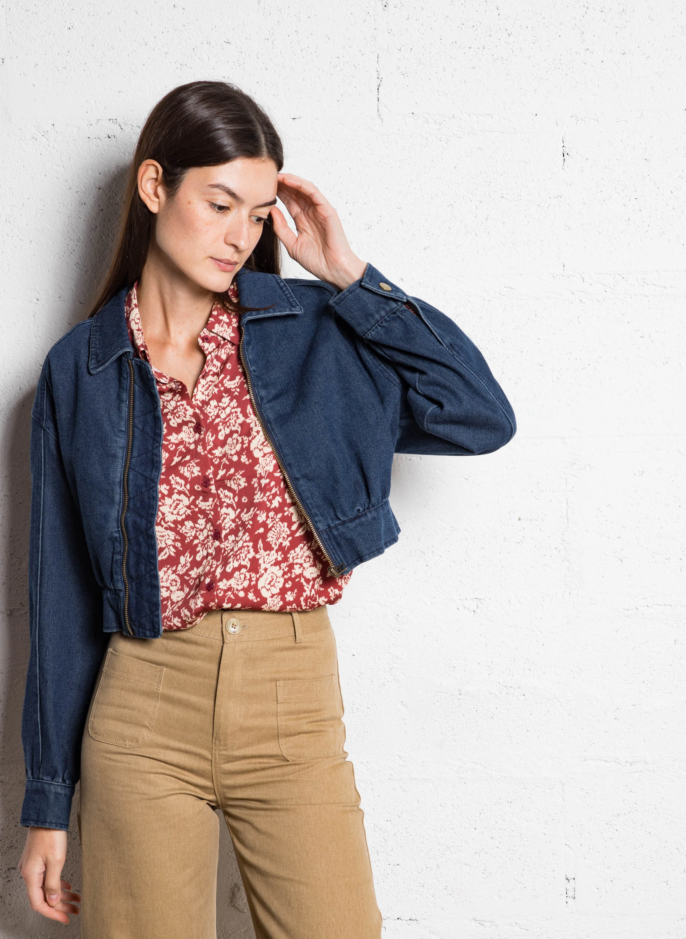 Veste courte en denim | Bleu
