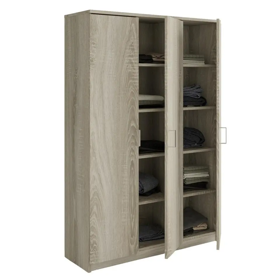 Interiax Opbergkast - Kledingkast 'Amelie' - Sonoma Eik - 3 Deurs - 180x120x40cm