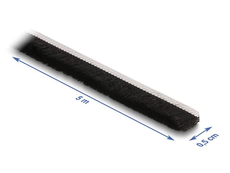 Delock Bürstenstreifen selbstklebend schwarz, 5mm - 5m Delock Bürstenstreifen selbstklebend 5 mm – Länge 5 m schwarz