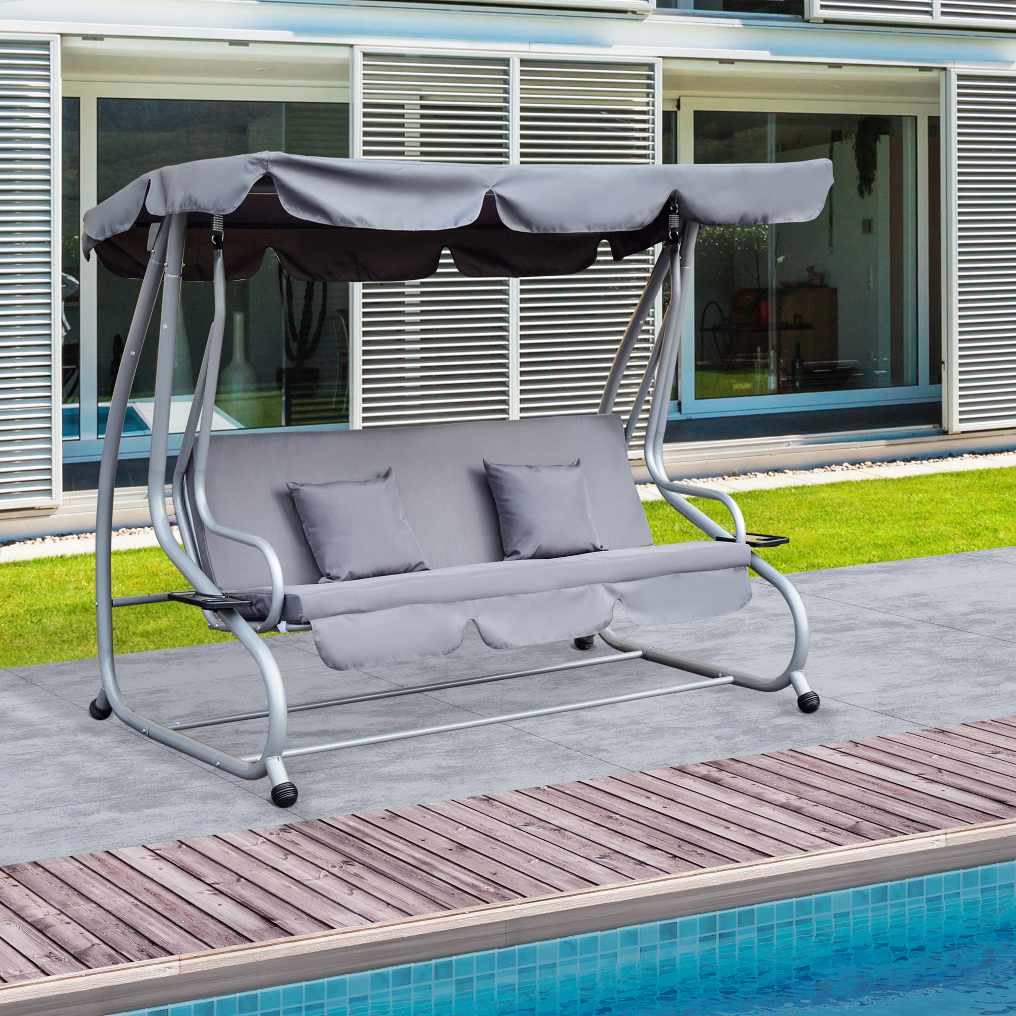 Outsunny Gartenschaukel mit Dach 200 x 120 x 164 cm (LxBxH)
