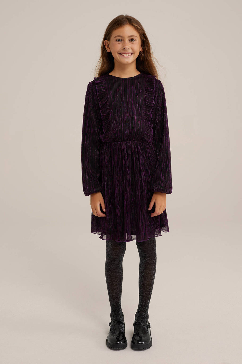 WE Fashion semi-transparante jurk donkerpaars