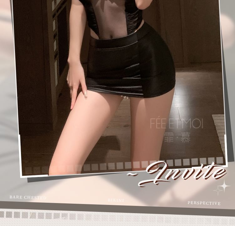 Femmu - Lingerie bodysuit van pure mesh zonder kruis