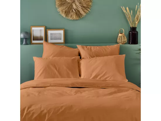 Taie d'oreiller 100% Percale de coton - Terracotta - 65x65cm