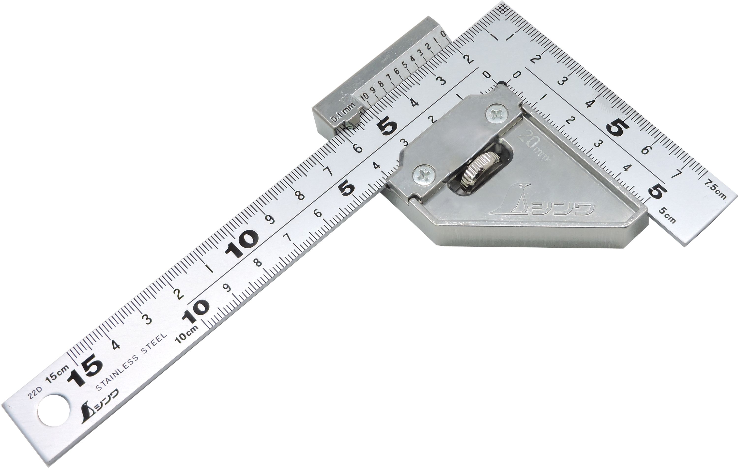 FAMEX 12512 Shinwa Zimmermannswinkel 15x7,5 (12485), inkl. Metall-Stopper