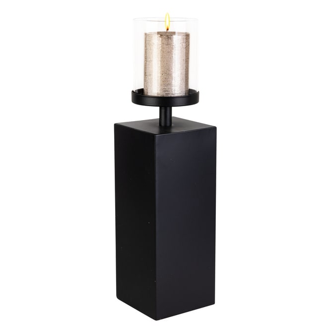 Windlichtsäule schwarz - ca. 10 x 10 x 33/43 cm