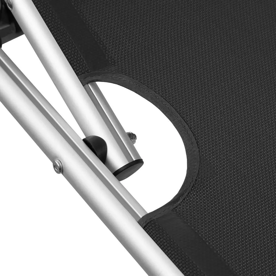 tectake Ligbed Aurelie van aluminium, 6 niveaus, Zwart