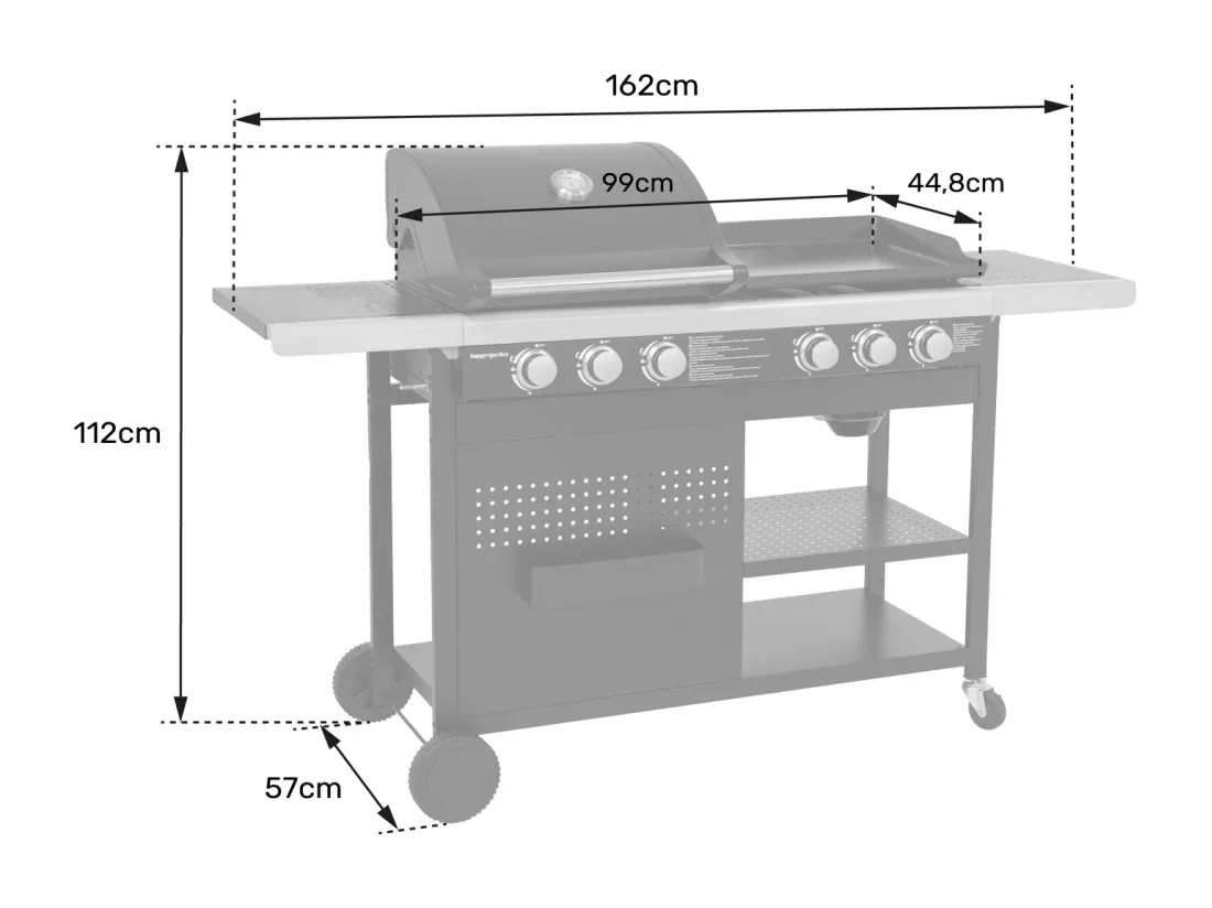 Barbecue duo au gaz VESUVIO - 3 brûleurs + plancha 3 brûleurs - HAPPY GARDEN
