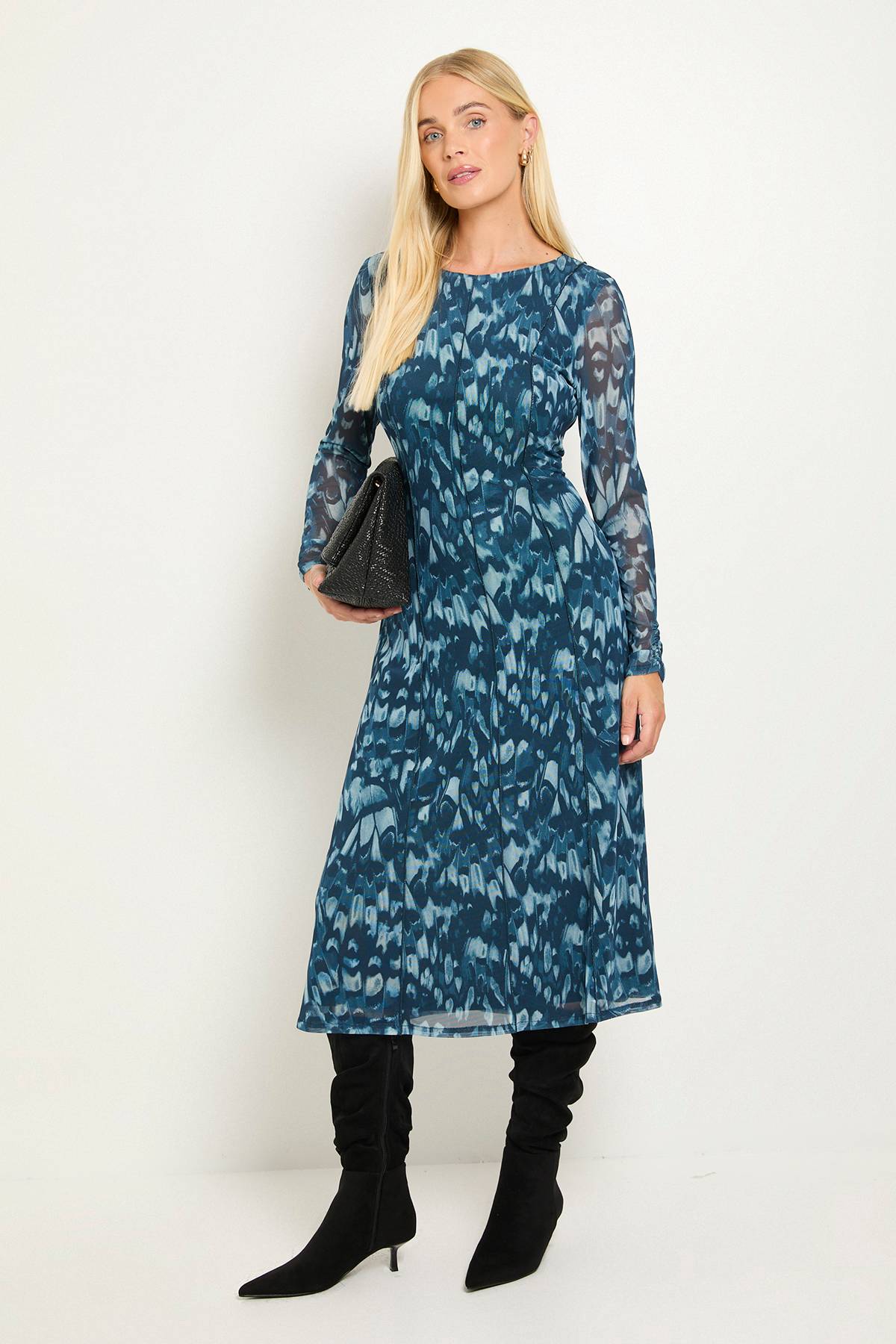 Wallis Robe Midi Petite Avec Détails De Coutures En Mesh