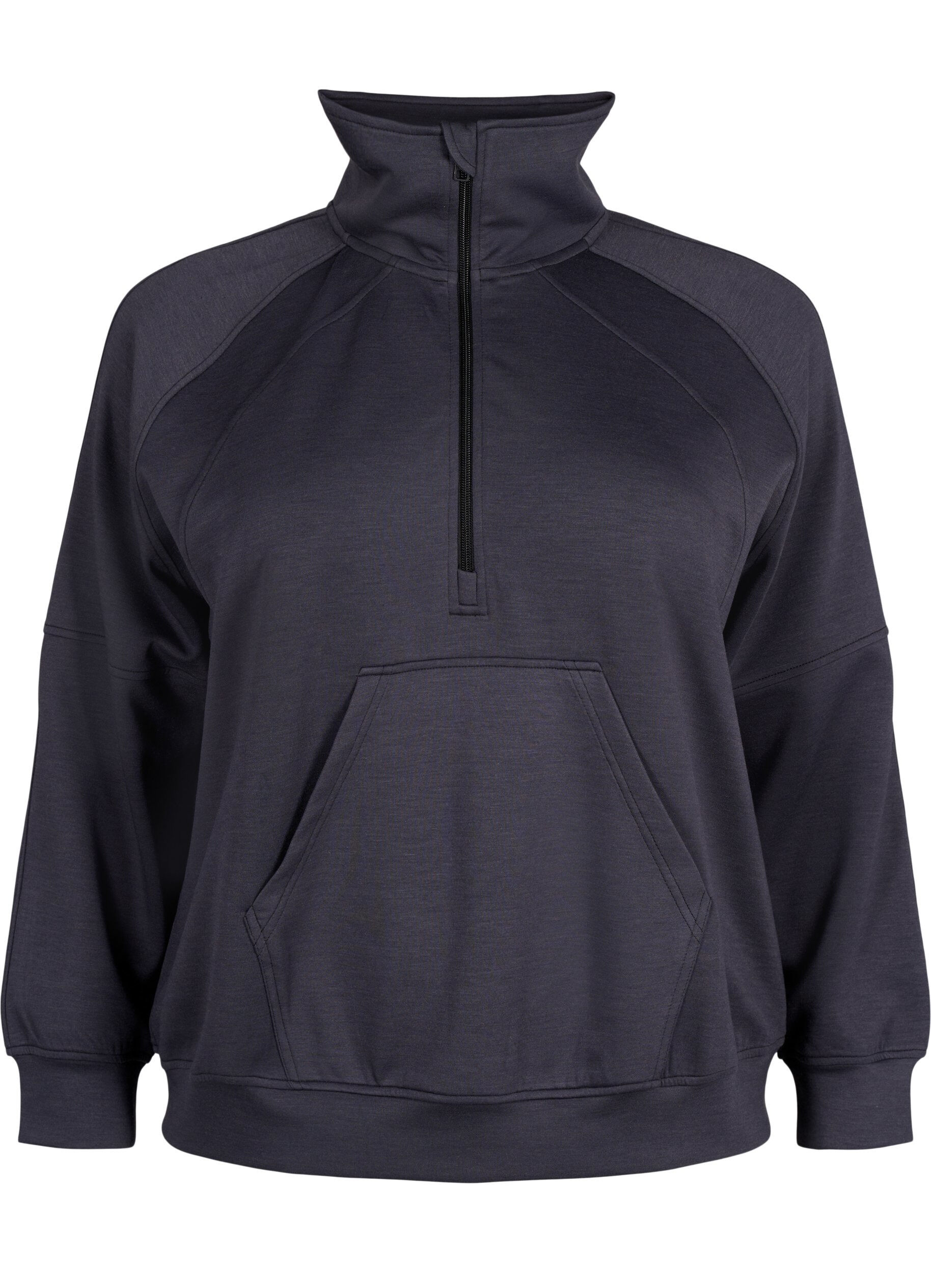 Sporty sweatshirt med høj hals og lynlås