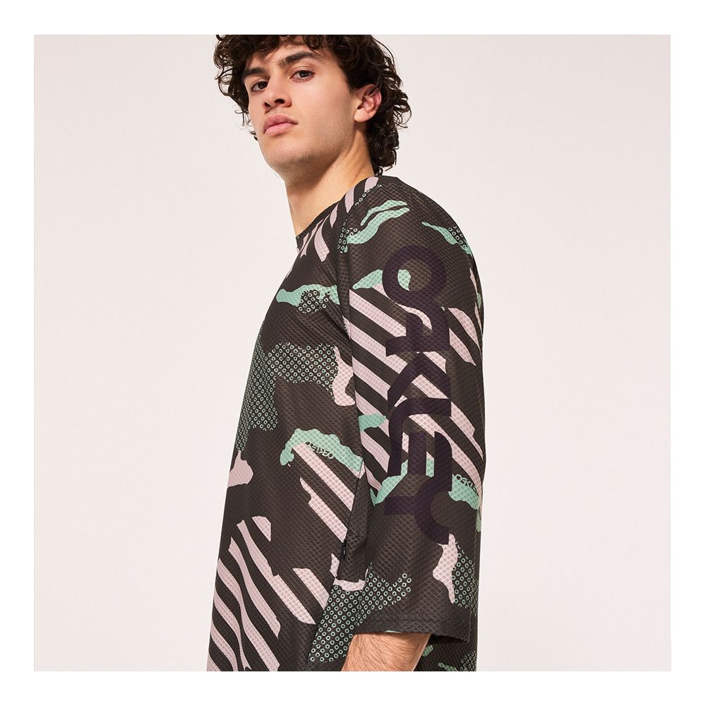 Oakley RIDE FREE - Maillot Homme green stripe/grip camo
